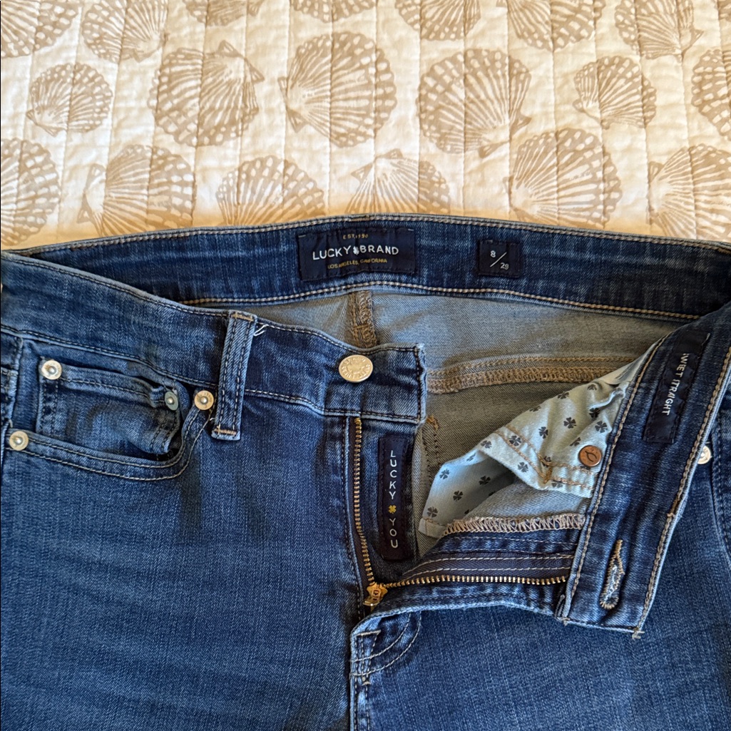 Lucky Brand Womens Straight Leg Jeans In Dark Blue Denim